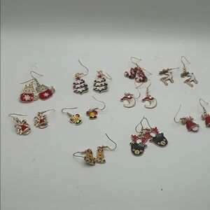 Holiday Mix Women’s Earrings - Red, Green & Gold Festive Set of 10